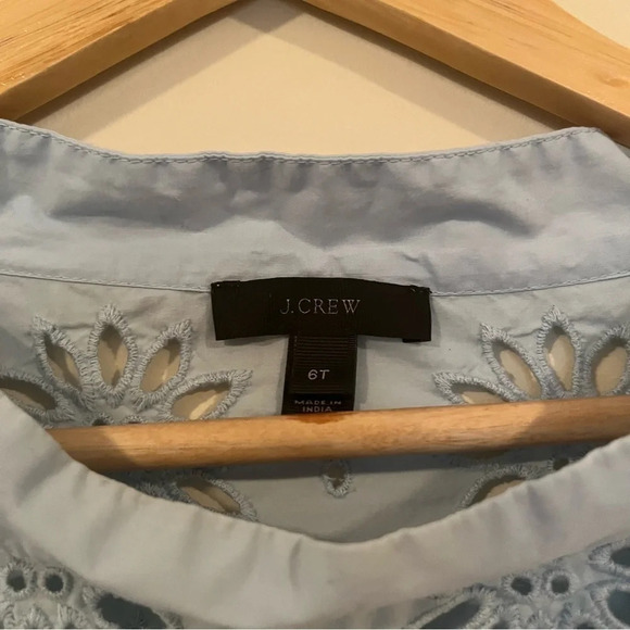 J. CREW Funnelneck Cotton Scalloped Edge Embroidered Tunic Shirt - Picture 5 of 13